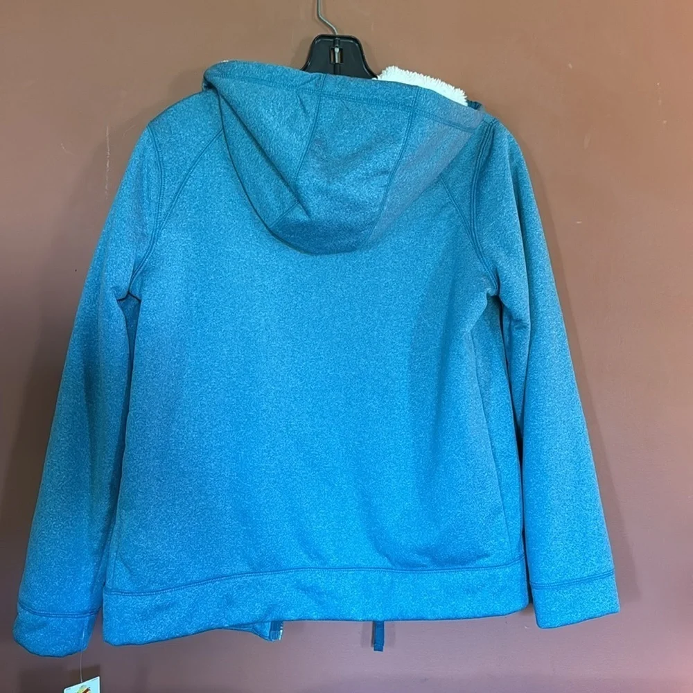 NWT Lands' End Hooded Fleece Sherpa Jacket  Youth XL (14-16) Blue Full Zip